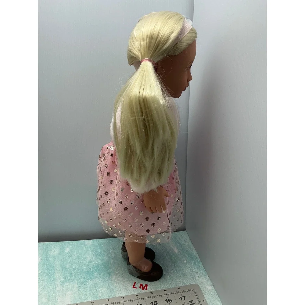 Our Generation Doll Blonde Hair Blue Eyes Pink Dress‎ Outfit 18 Inches